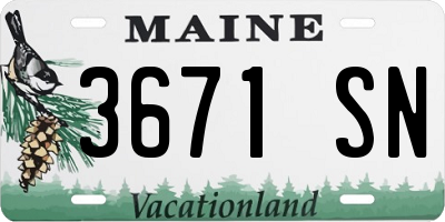 ME license plate 3671SN