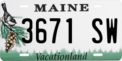 ME license plate 3671SW