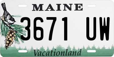 ME license plate 3671UW
