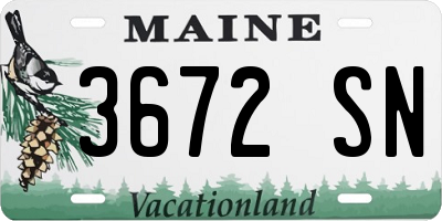 ME license plate 3672SN