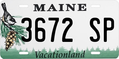 ME license plate 3672SP