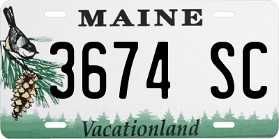 ME license plate 3674SC