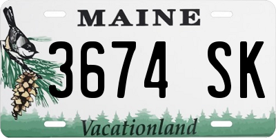 ME license plate 3674SK