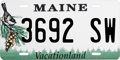 ME license plate 3692SW