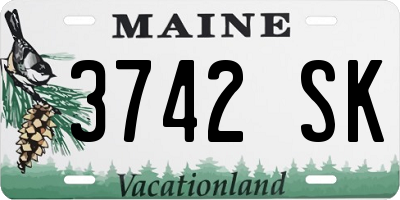 ME license plate 3742SK