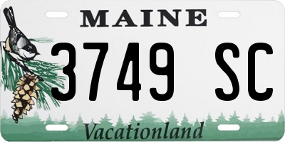 ME license plate 3749SC