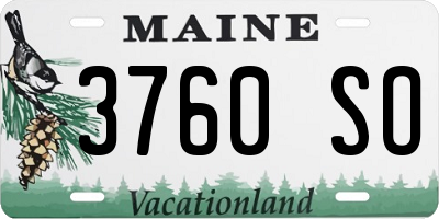 ME license plate 3760SO