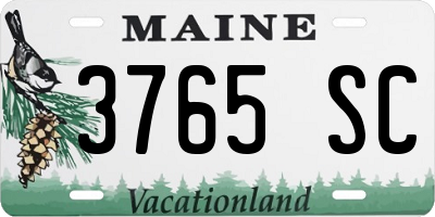 ME license plate 3765SC