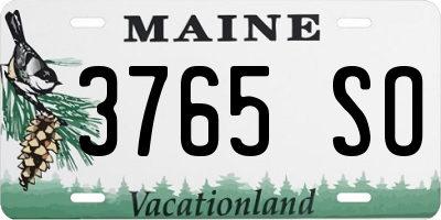 ME license plate 3765SO