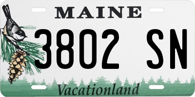 ME license plate 3802SN