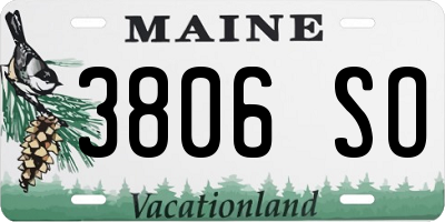 ME license plate 3806SO