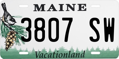 ME license plate 3807SW