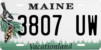 ME license plate 3807UW