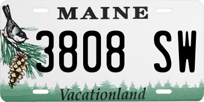 ME license plate 3808SW