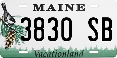 ME license plate 3830SB