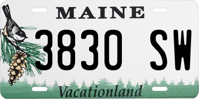 ME license plate 3830SW