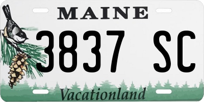 ME license plate 3837SC