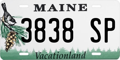 ME license plate 3838SP