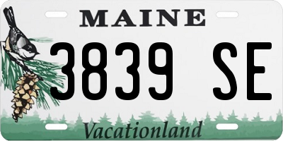 ME license plate 3839SE