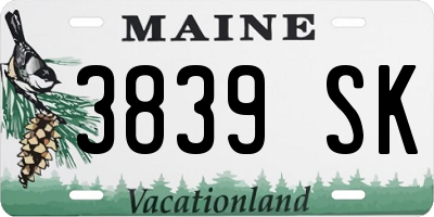 ME license plate 3839SK