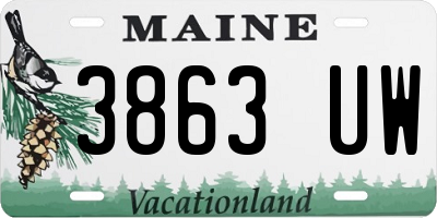 ME license plate 3863UW