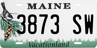 ME license plate 3873SW