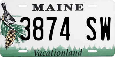 ME license plate 3874SW