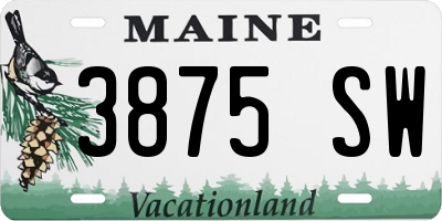 ME license plate 3875SW