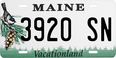 ME license plate 3920SN