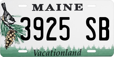 ME license plate 3925SB