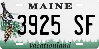 ME license plate 3925SF