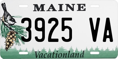 ME license plate 3925VA