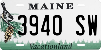 ME license plate 3940SW