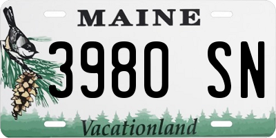 ME license plate 3980SN