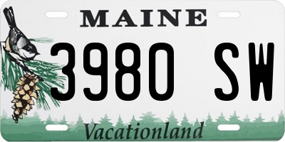 ME license plate 3980SW