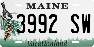 ME license plate 3992SW