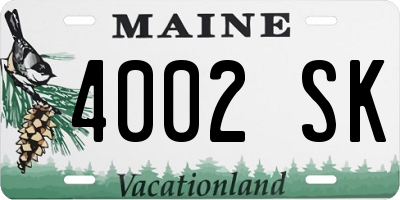 ME license plate 4002SK