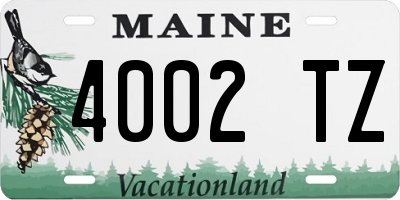 ME license plate 4002TZ