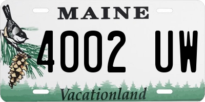 ME license plate 4002UW