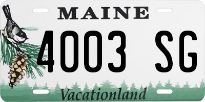 ME license plate 4003SG