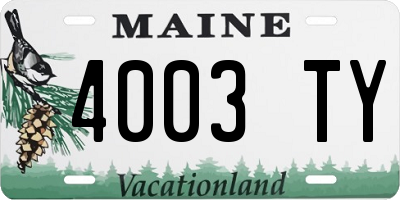 ME license plate 4003TY