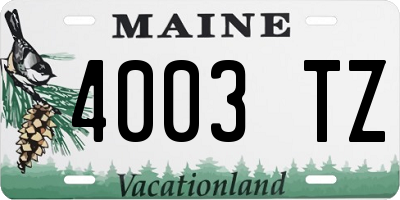 ME license plate 4003TZ