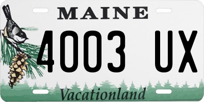 ME license plate 4003UX