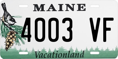 ME license plate 4003VF