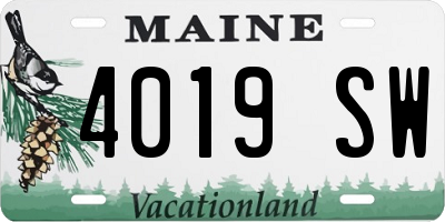 ME license plate 4019SW