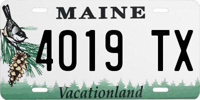 ME license plate 4019TX