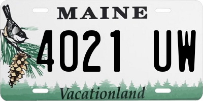 ME license plate 4021UW