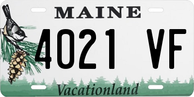 ME license plate 4021VF