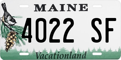 ME license plate 4022SF