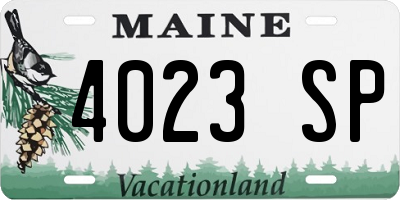 ME license plate 4023SP